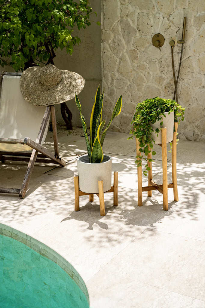 The Chalk Low Planter - Natural Concrete - S