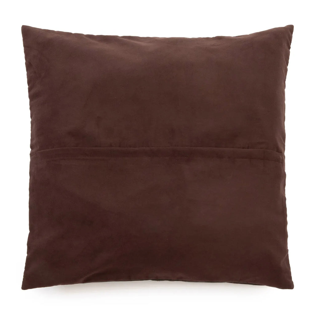 Four Panel Leather Cushion Cover - Chocolate - 60x60