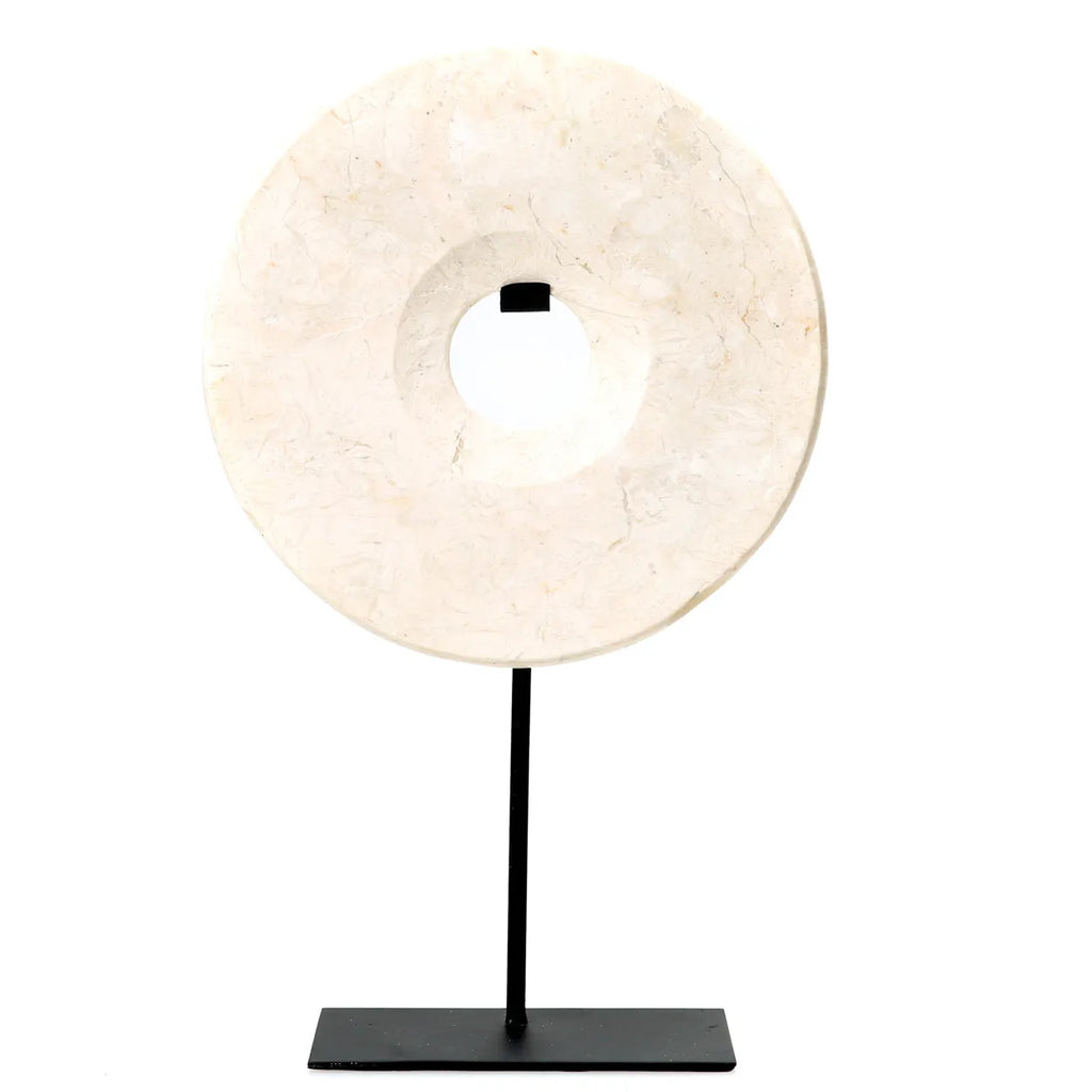 The Marble Disk on Stand - White - L