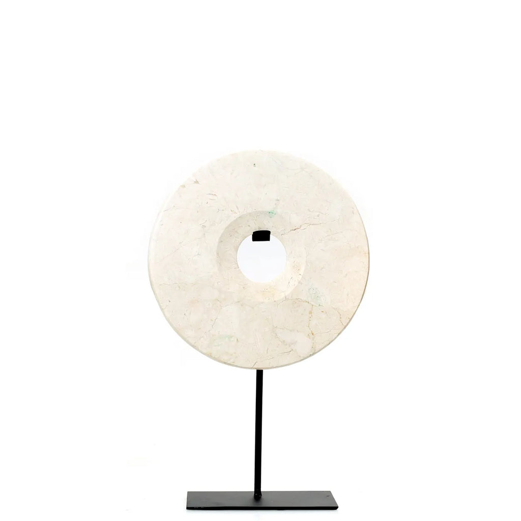 The Marble Disk on Stand - White - M