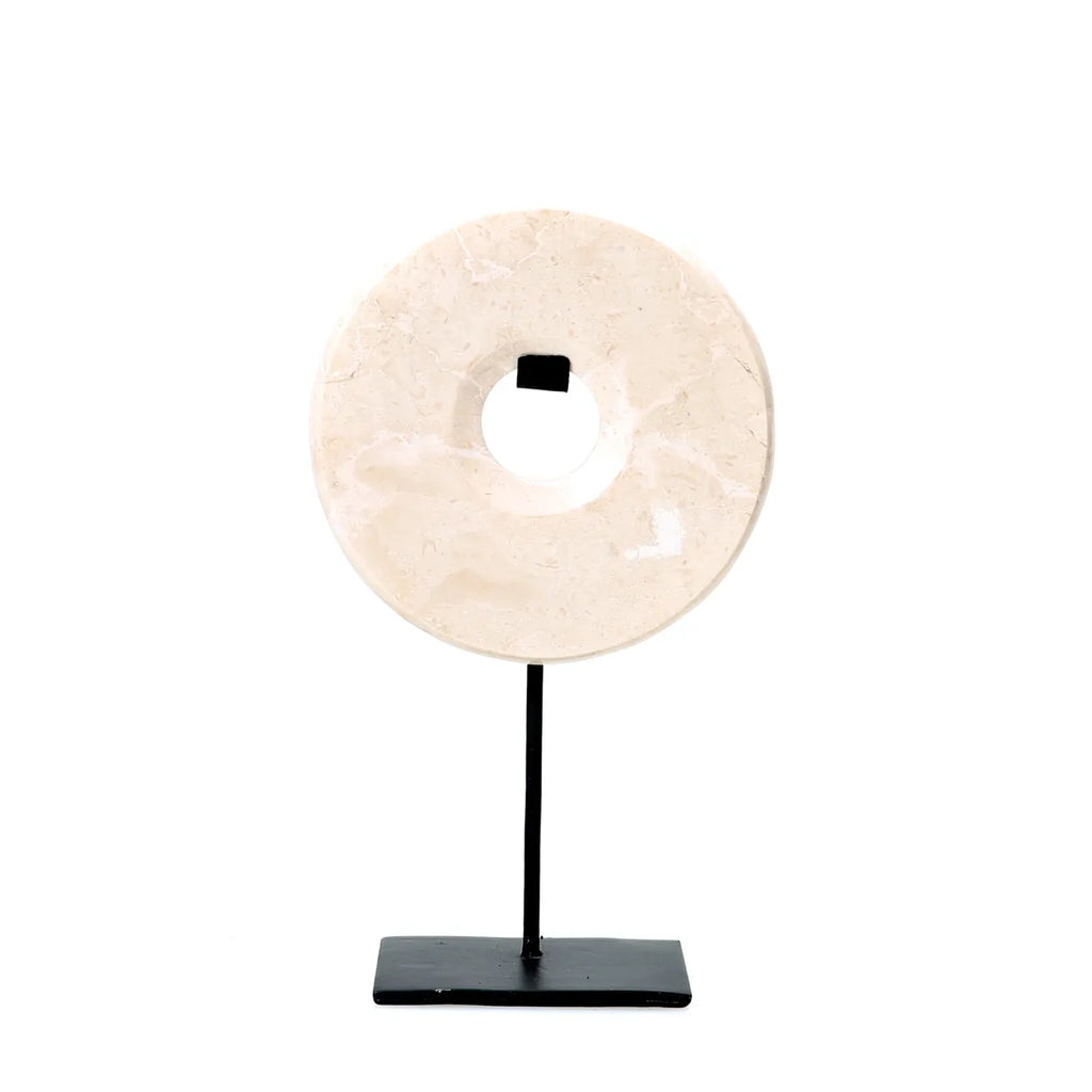 The Marble Disk on Stand - White - M