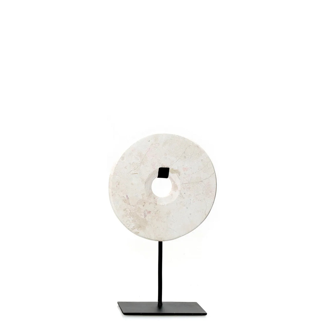 The Marble Disk on Stand - White - S