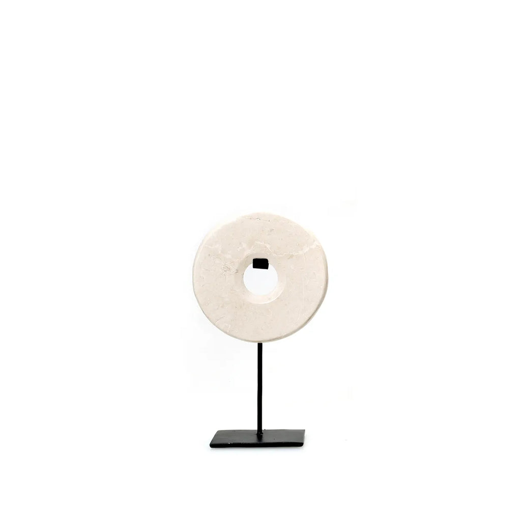 The Marble Disk on Stand - White - S
