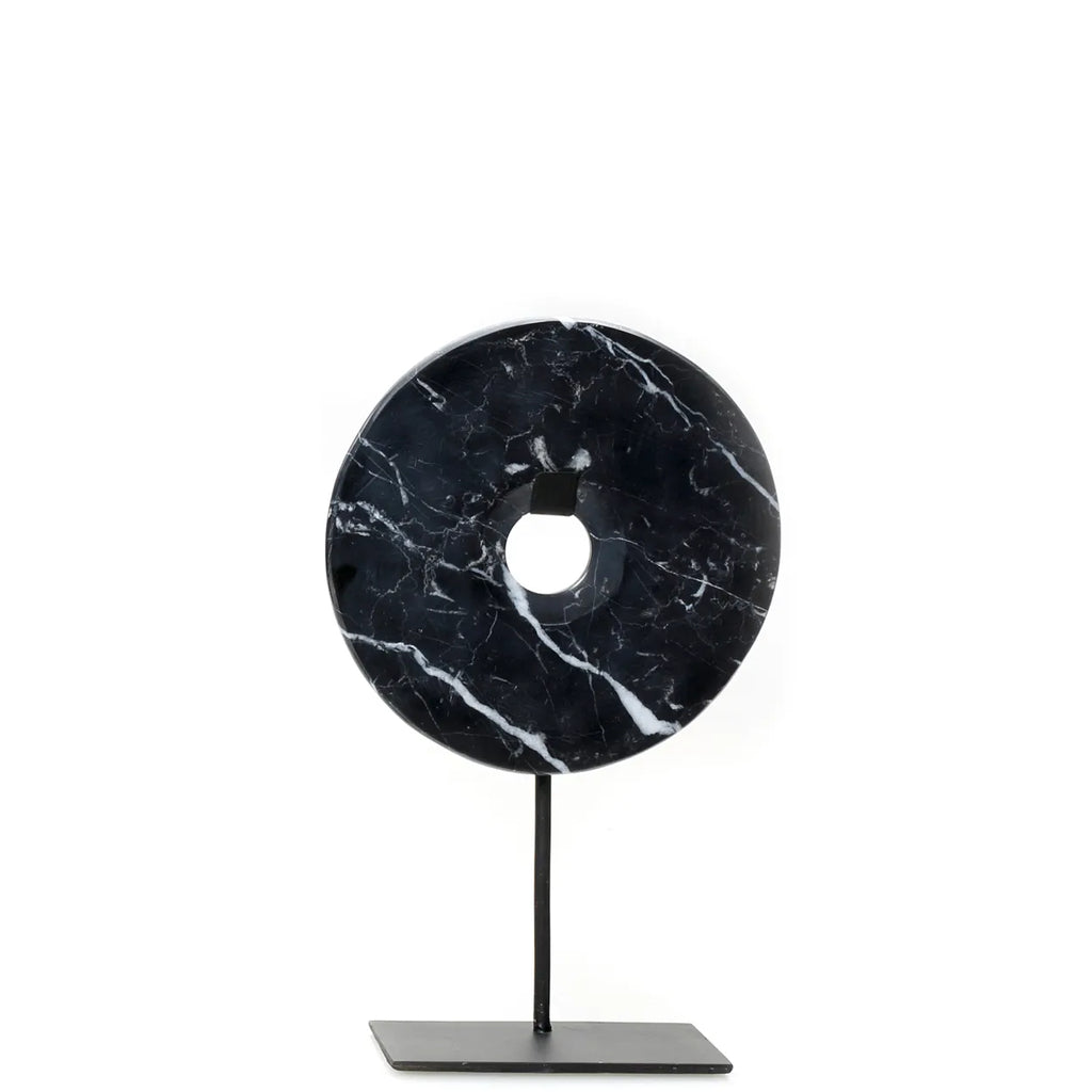 The Marble Disk on Stand - Black - M