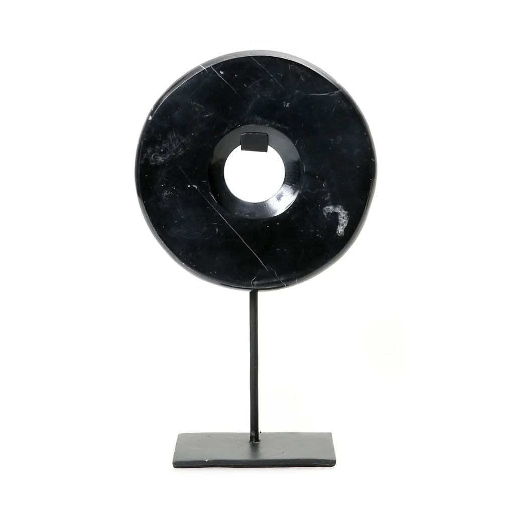 The Marble Disk on Stand - Black - M