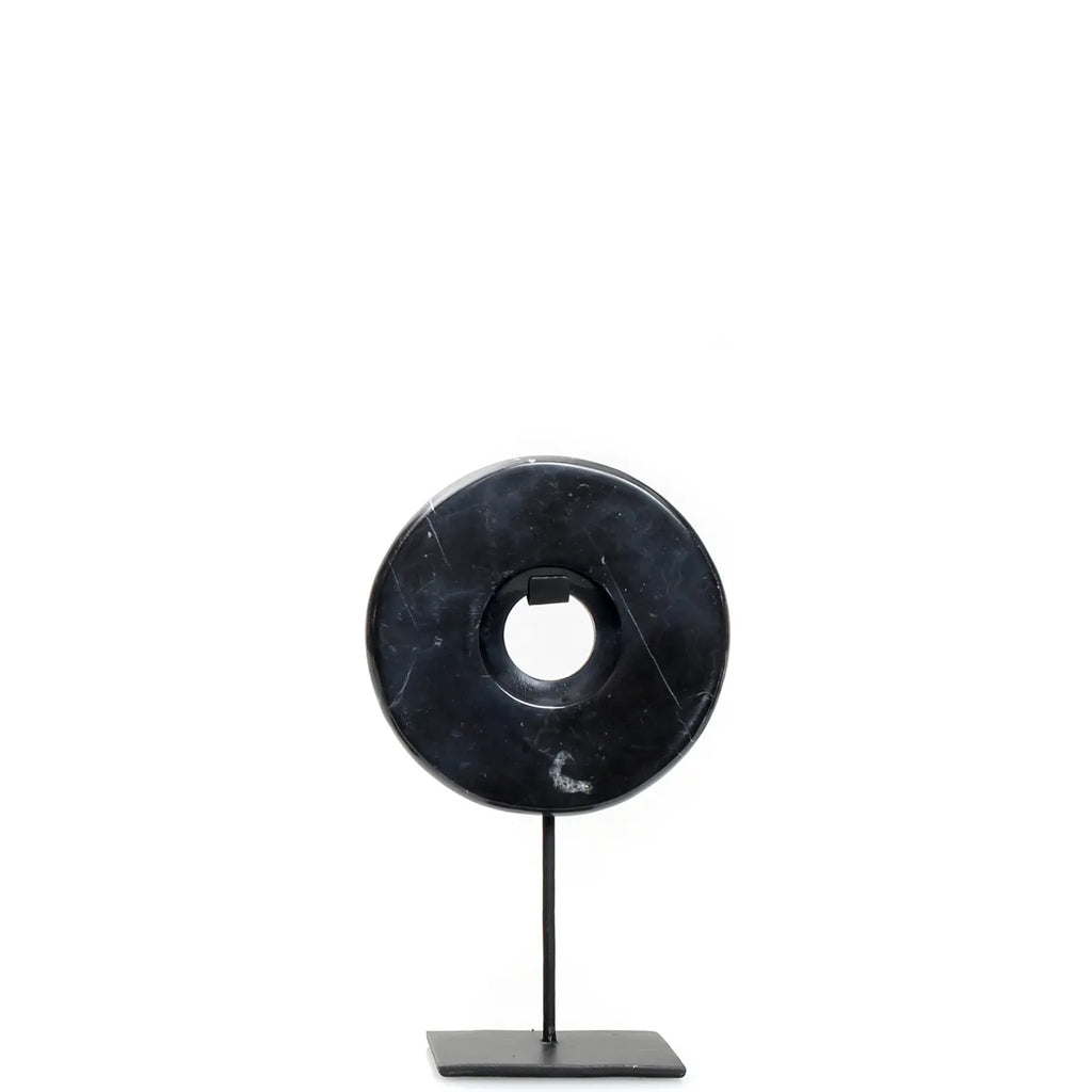 The Marble Disk on Stand - Black - S