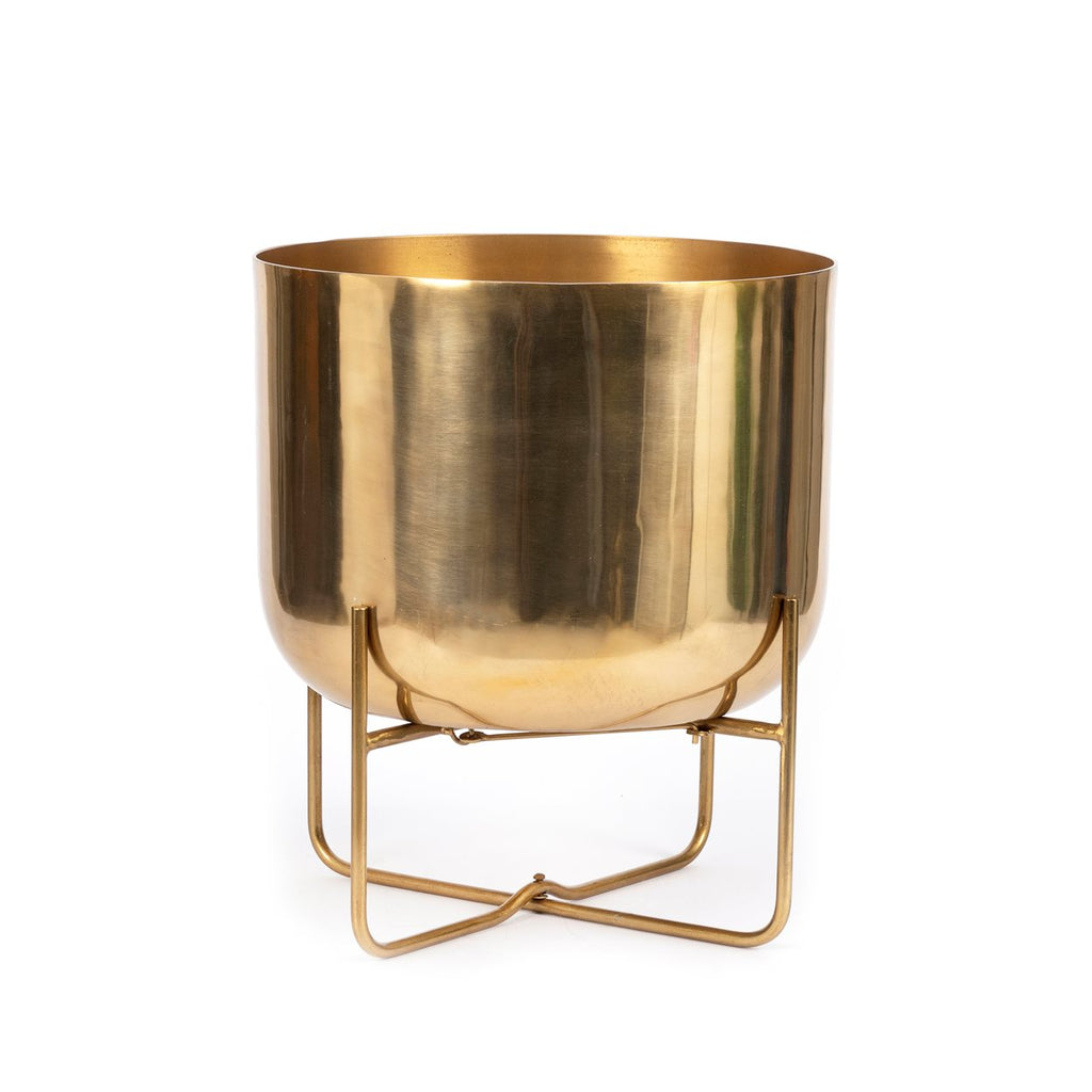 The Brass Plant Pot on Stand - Brass - XL