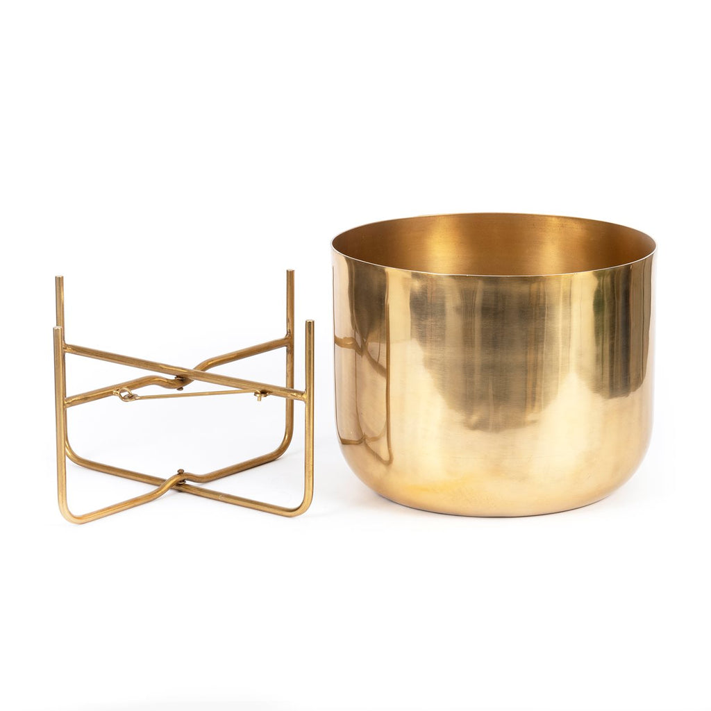 The Brass Plant Pot on Stand - Brass - XL