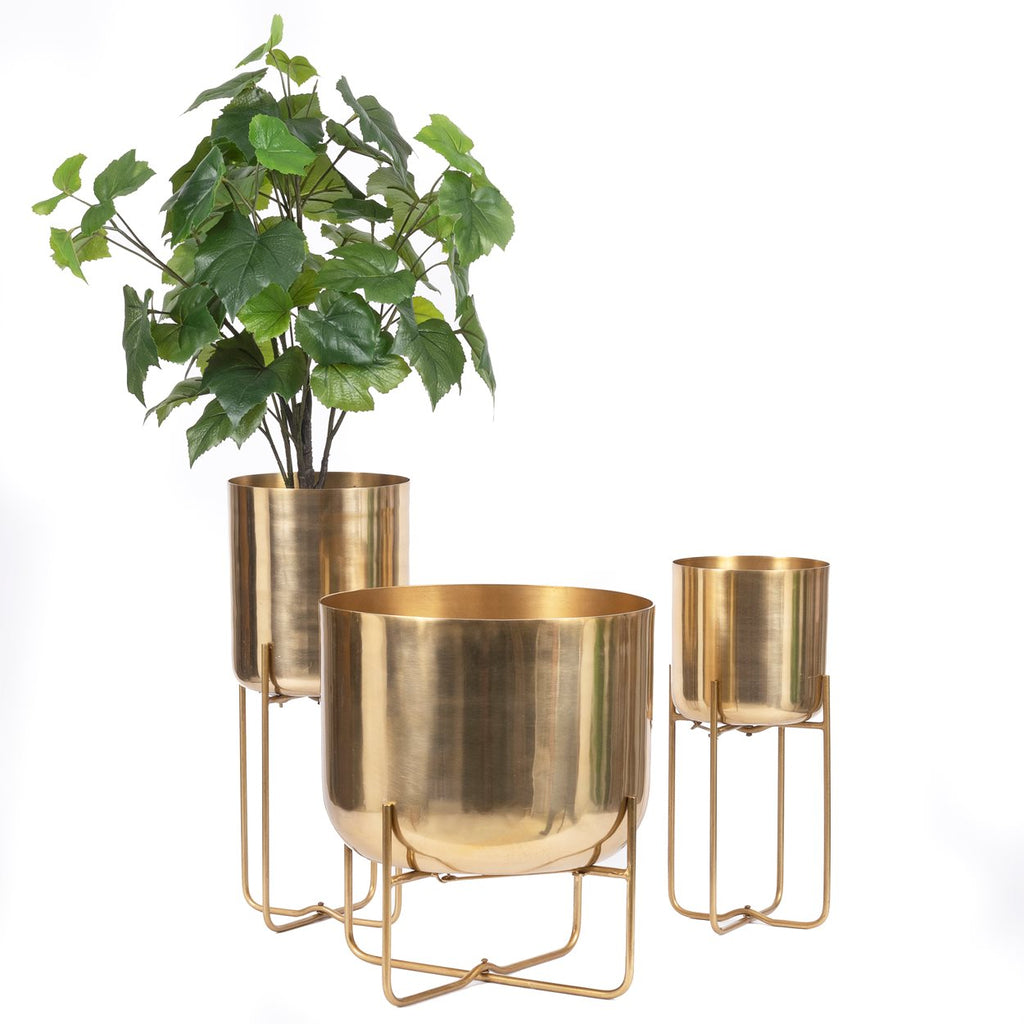 The Brass Plant Pot on Stand - Brass - XL