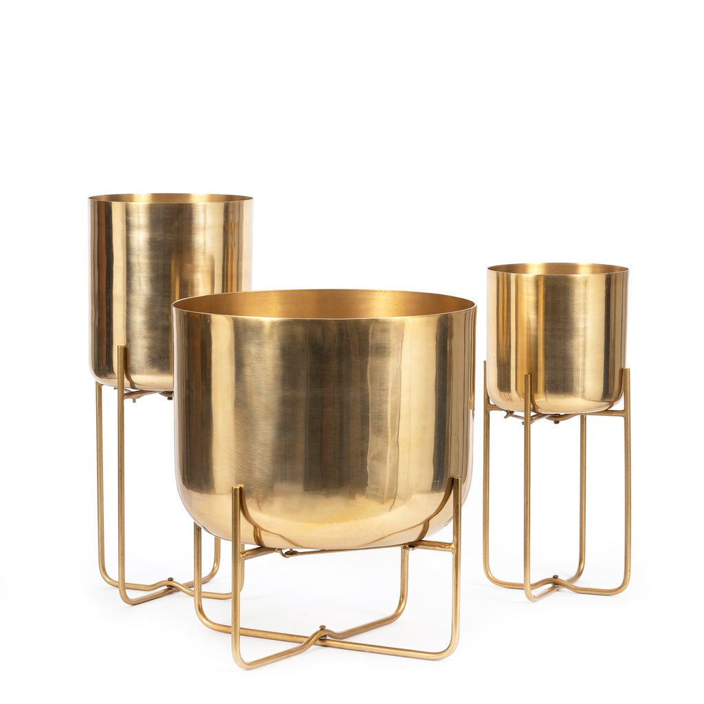 The Brass Plant Pot on Stand - Brass - XL