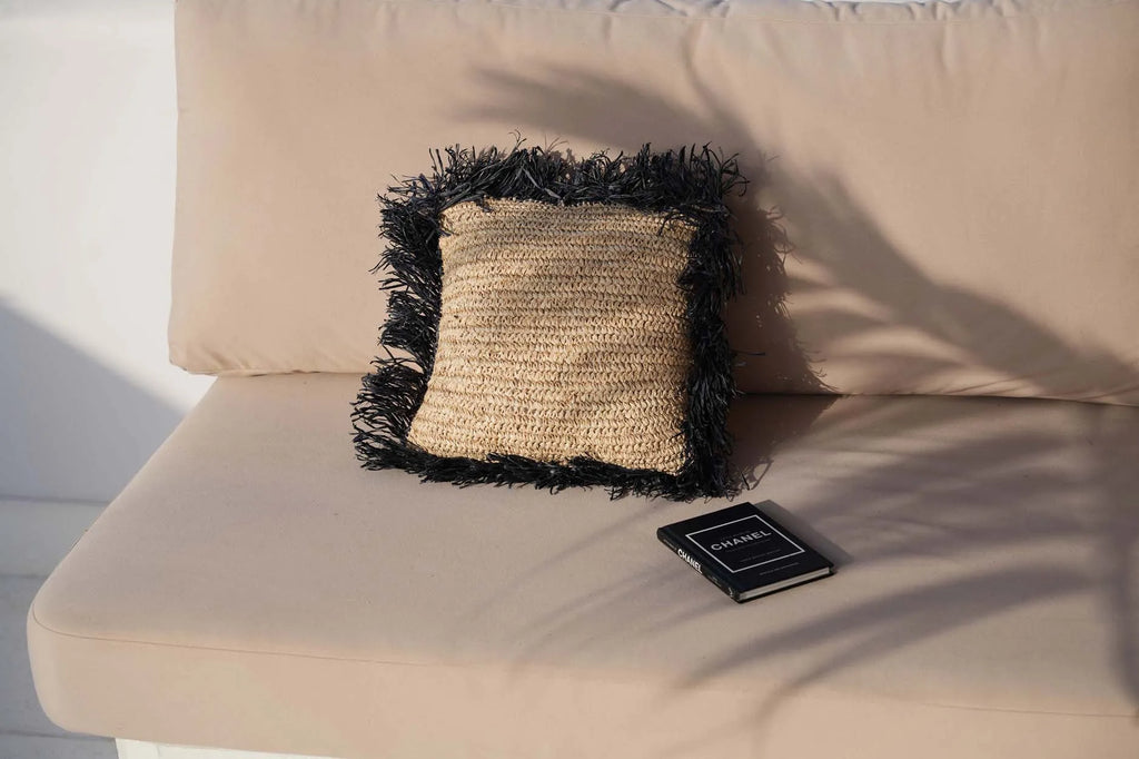 The Raffia Cushion Cover - Natural Black - 40x40