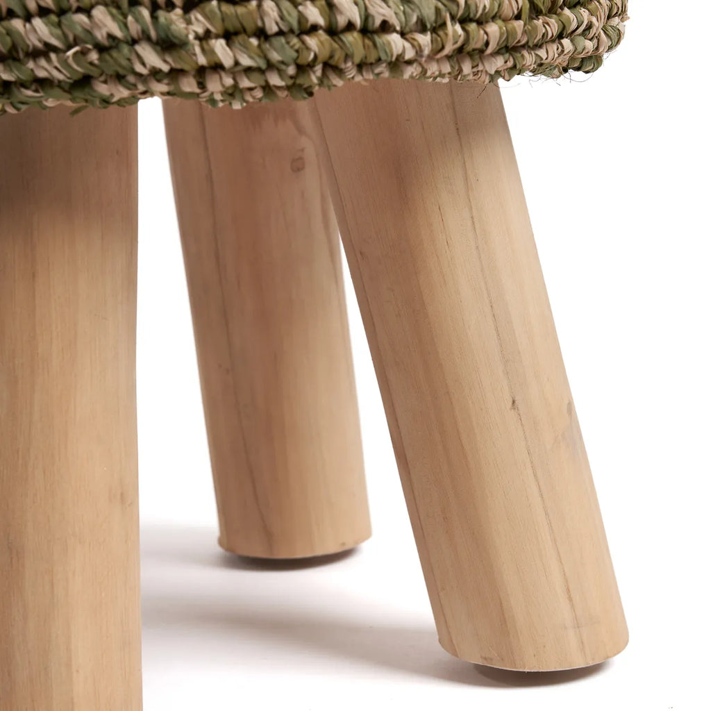 The Raffia Tressed Stool - Jungle Green