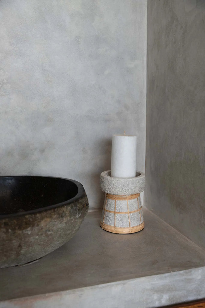 The Serene Candle Holder - Concrete Grey Natural - L