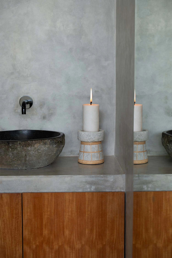 The Serene Candle Holder - Concrete Grey Natural - M