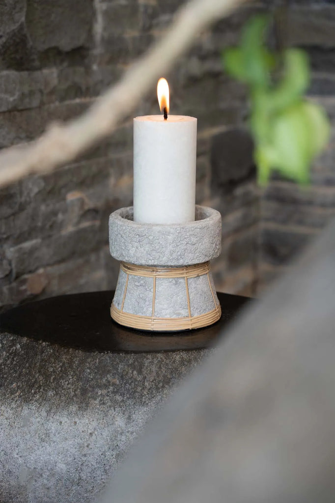 The Serene Candle Holder - Concrete Grey Natural - S