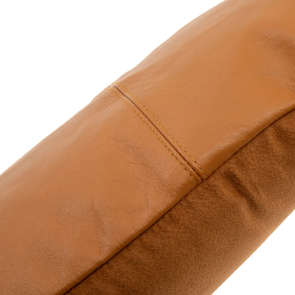 The Six Panel Leather Cushion Cover - Camel - 30x50