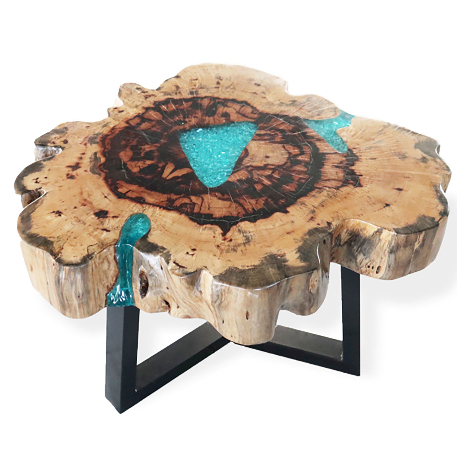 Tamarind and Resin Coffee Table - Aqua