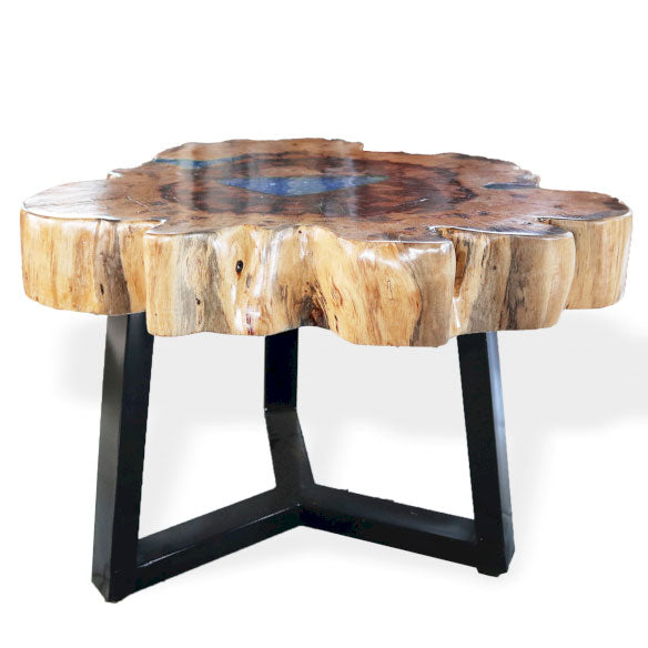 Tamarind and Resin Coffee Table - Aqua