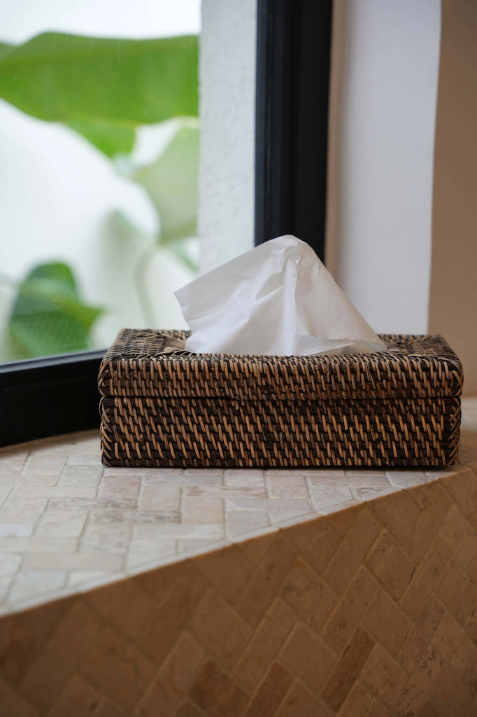 The Rattan Classic Tissue Box - Natural Brown